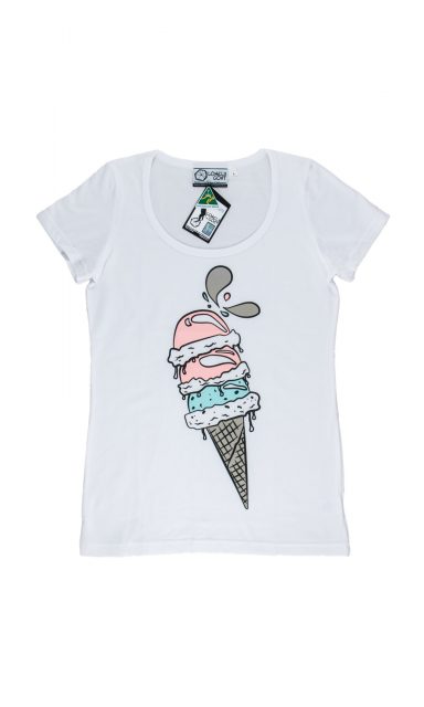 Lonely Goat Womens' Icecream Signature Fit Tee-Cotton Smooth-Milk
